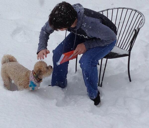 logan_barnette's tweet image. Here&apos;s one with my dog, too. #ReadingInTheSnow #hgcs2014 @MrsSopher @Oprah @andersoncooper