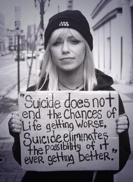 KeepOnSmiling32's tweet photo. Suicide is never the answer... http://t.co/DqYI6ZgPL7
