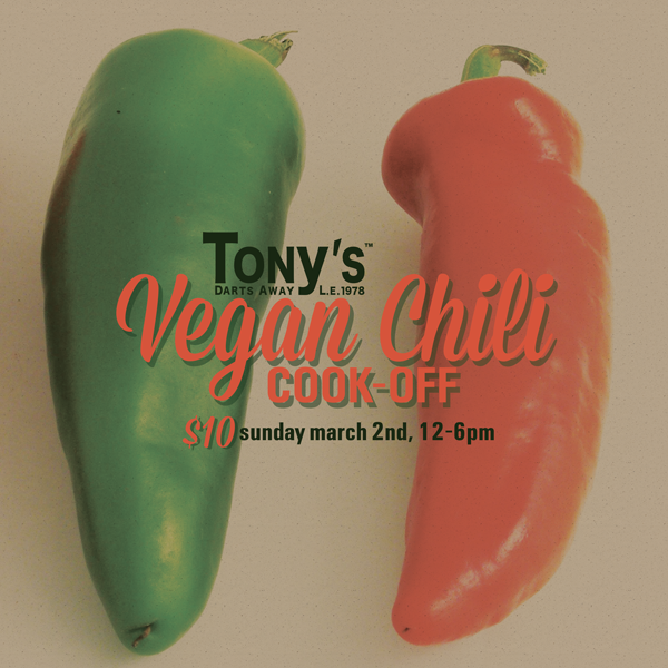 tonysdartsaway's tweet photo. #SaveTheDate: 3/2! #Vegan Chili Cook-off @tonysdartsaway! 5 chefs go head to head! Details: http://t.co/lKwp3bMH0A http://t.co/17InuFmdbr