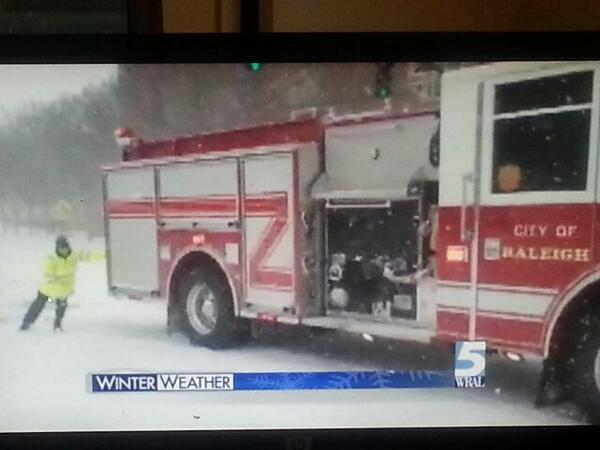 Firetruck stuck in Raleigh. #wraltraffic