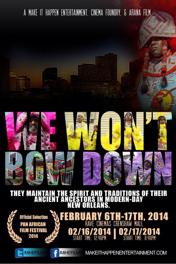 <a href="/ReelNolaMag/">Reel Nola Magazine™</a> Please RT and show support for the premiere of <a href="/WeWontBowDown/">We Won't Bow Down</a> #paff