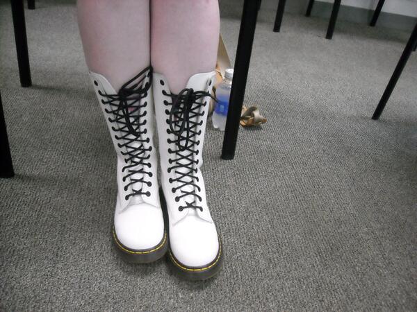 Seeking photos of writing footwear. Here are Lough's (now) writing boots.