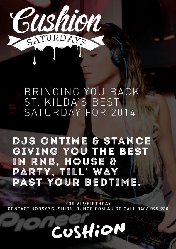 Who's ready for another huge saturday? Its almost that time! #backfor2014 #cushionlounge