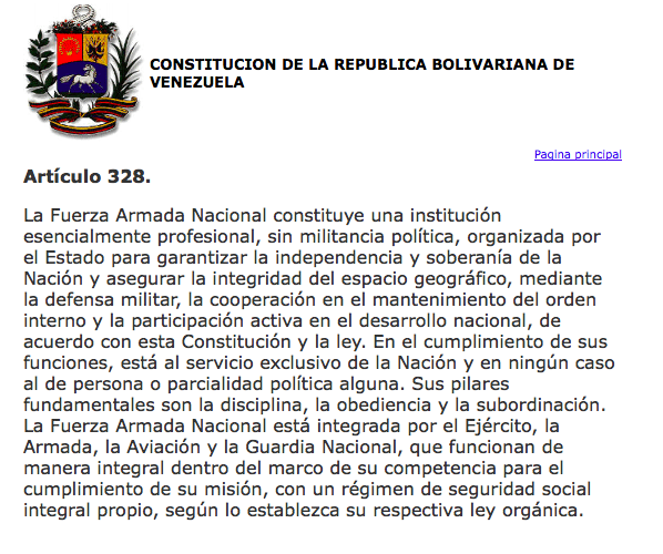 LuisCarlos's tweet photo. Es una violación a la Constitución que los militares se digan 'chavistas' http://t.co/HIzWnf8sI9