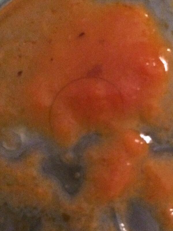 EliseColleenW's tweet photo. Just found this hair in my @panerabread tomato soup .... Thanks for the thought, but I don't need the protein .... http://t.co/21oxVY7d0I