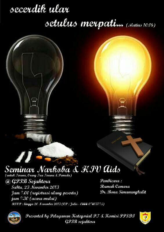 Hayo.... yg belum daftar untuk seminar tentang Norkoba bareng Pelkat PT GPIB Sejahtera siapa :)