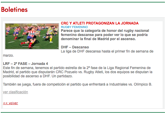 Gracias a la <a href="/FedRugbyMadrid/">fedrugbymadrid</a> por dedicarle un espacio al <a href="/RAF_XV/">Rugby AtletiFemenino</a> y al partido que disputan este sábado a las 16.15h