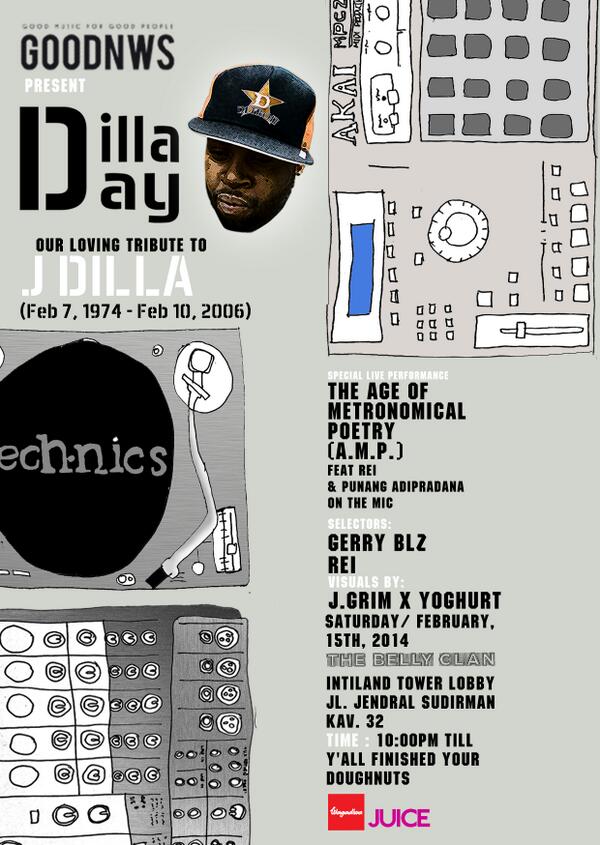 Feb, 15th’14 @goodnws_music presents tribute to J-DILLA at <a href="/TheBellyClan/">The Belly Clan</a> Supported by <a href="/WAGADIWA/">WAGADIWA</a> and JUICE