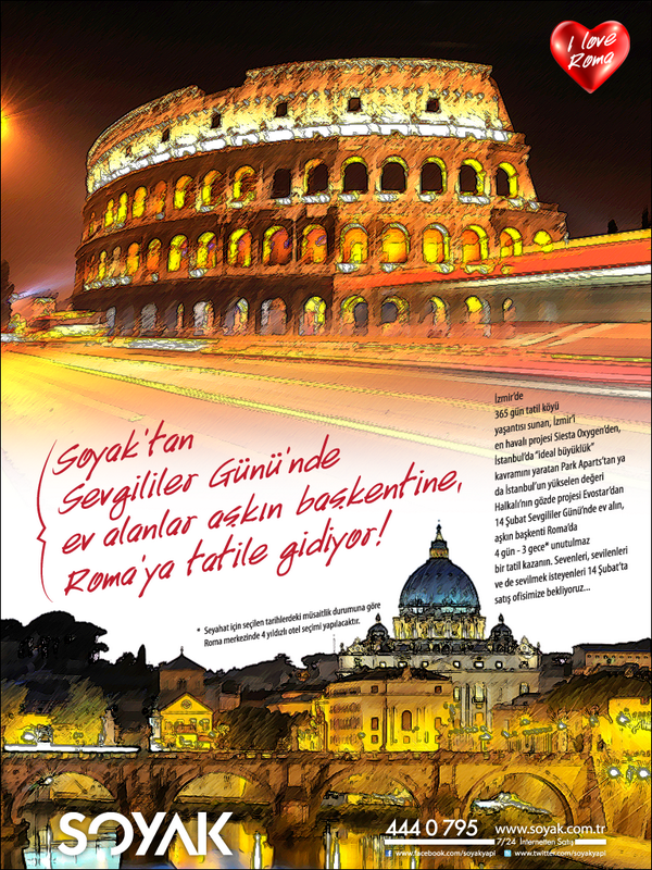 14 Şubat’ta Soyak İstanbul Halkalı ve İzmir projelerinden ev alan herkese 2 kişilik 4 gün 3 gece Roma tatili hediye!