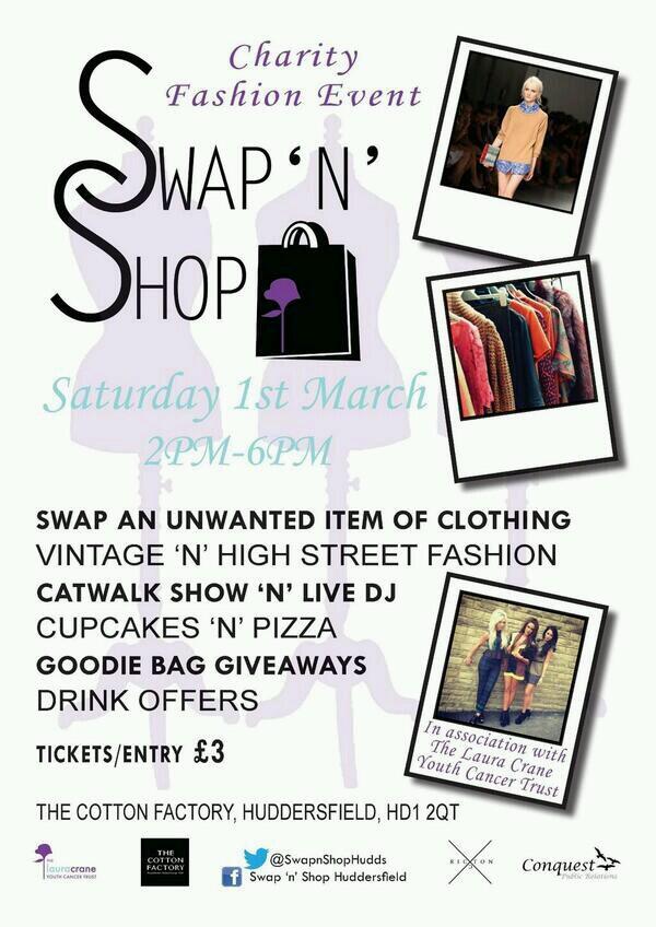 SwapnShopHudds's tweet image. @lauracranetrust charity fashion event. SAT 1st MARCH. #swapNshop #bargains #discounts #goodiebags #catwalk #iLoveHD