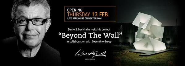 GrupoCosentino's tweet photo. Today: @DanielLibeskind unveils "Beyond The Wall" with @Dekton 
17:00h - live streaming: http://t.co/NUnx1DUsZk http://t.co/ffPfLCbFwN