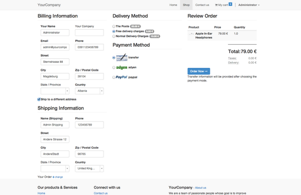 bloopark's tweet image. New #Onestepcheckout in the new #OpenERP #website builder #ecommerce