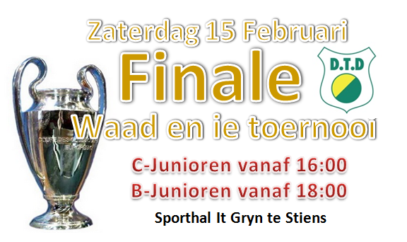 vvDTD's tweet photo. Zaterdag 15 Februari spelen onze C- en B-junioren de finale van het Waad en Ie zaalvoetbal toernooi! Kom allen! http://t.co/YnAwWSImTf