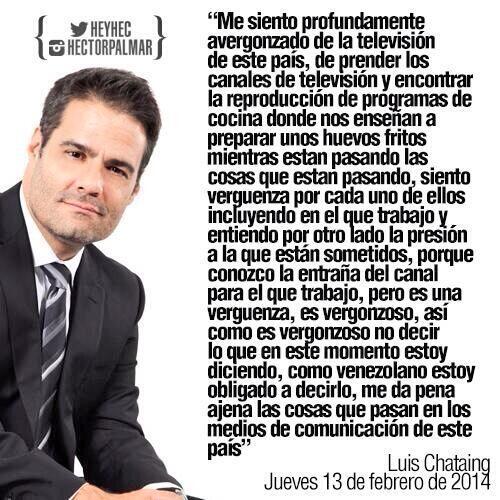 ElnorBracho's tweet photo. Bravo @LuisChataing #SOSVenezuela http://t.co/TLP1VlB6rG