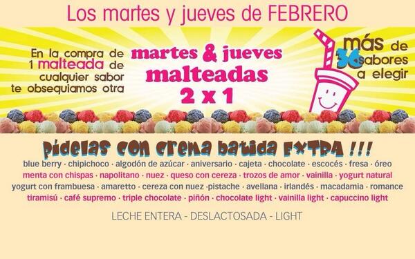 SantaClara_Gdl's tweet photo. Hoy malteadas 2x1 en las 3 suc @hoysalgomx @comprastapatias @tuenprovi @tuenchapu http://t.co/92p51DRCB3