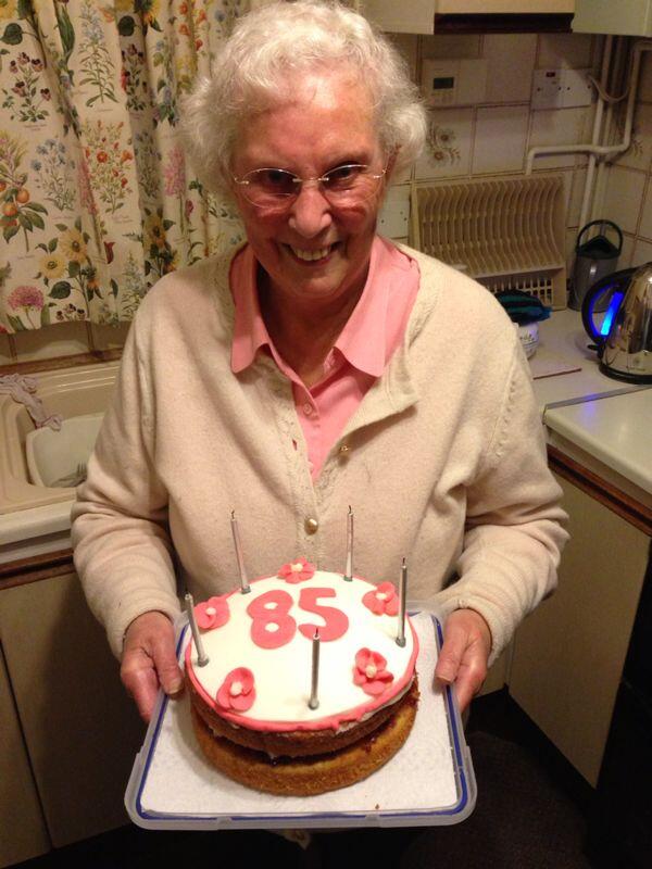 DaveASci's tweet photo. It's my Nana's birthday. She's ace. Cake by @bexy_a #85yearsyoung #nanacool http://t.co/ycSOTknuWI