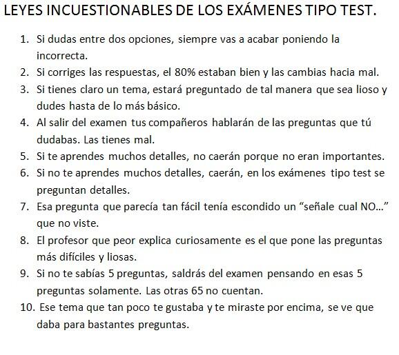 UnEstudiante10's tweet photo. Leyes incuestionables de los exámenes tipo test. http://t.co/WPpxVTEqla