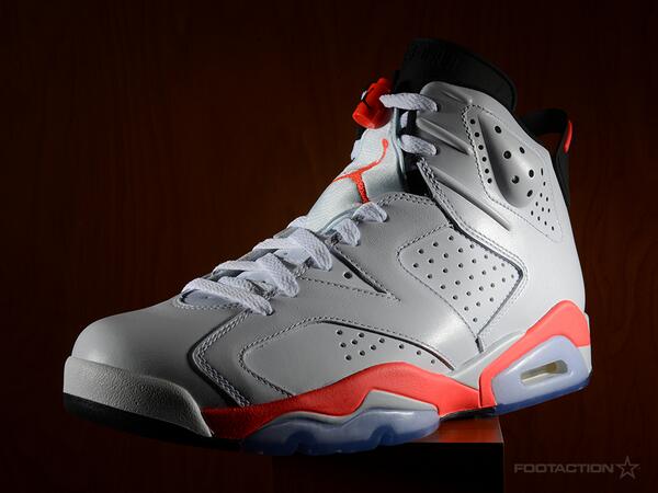 Footaction's tweet photo. Back in its original colorway. A closer look at the Air Jordan 6 Retro White/Infrared. > http://t.co/L7mdADbXuH http://t.co/hOFrpzqlXT