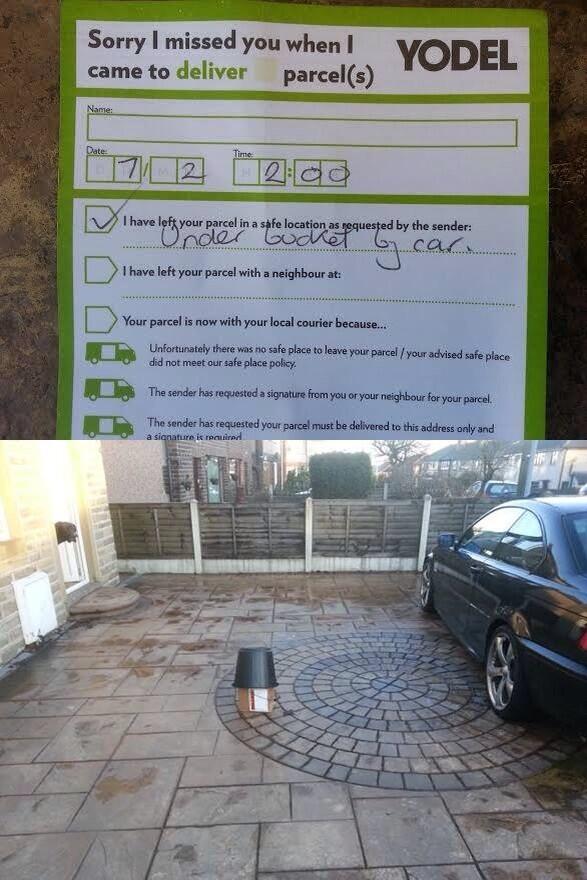 basshull's tweet photo. @Parcel2Go this is how yodel works :) http://t.co/xYVonHwpxB