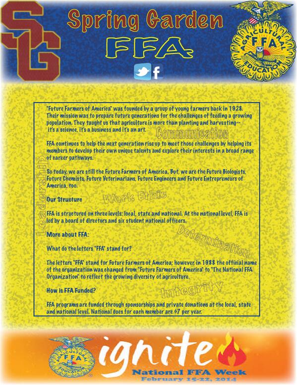 SpringGardenFFA's tweet image. We are getting ready for FFA Week 2014!