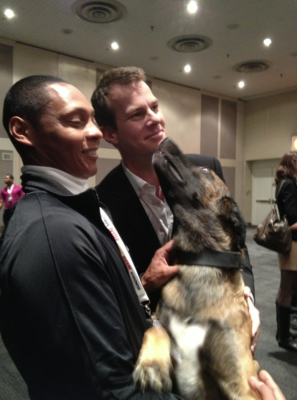 POIWritersRoom's tweet photo. Always kissing up to the boss, huh @BearDeHond? #tbt #nycc2012 http://t.co/Fr0KCusYEl