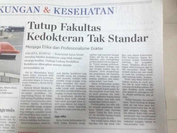 riyogo's tweet photo. "@PBIDI: Kompas hari ini Jumat,14 Februari'14,Hal.13. http://t.co/SAujBcXGqV" @PadiUKDI