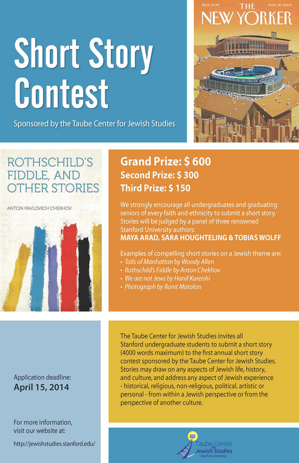 Attached poster for Undergraduate Short Story Contest. Application deadline: 
April 15th, 2014