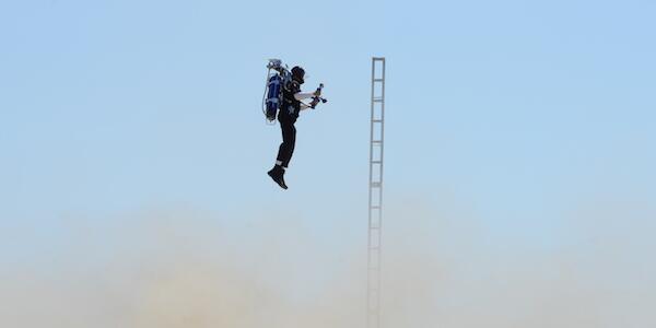 dancortese's tweet photo. Dan's about 2 break his neck! RT @truTV: fastest 100 meters in a jetpack! #GWRUnleashed http://t.co/gyw80o2Qa1
