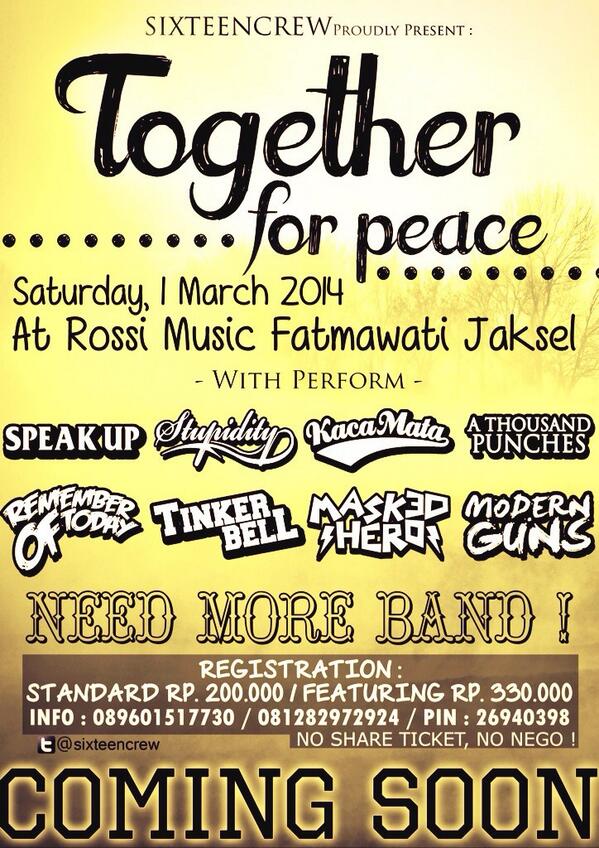 Nitip COMING SOON. SABTU 1 MARET'14 <a href="/unification_jkt/">UNIFICATION</a> <a href="/aeeraofficial/">AEERA</a> @BabyTrainJKT <a href="/NODAHITAM_JHC/">NODAHITAM HARDCORE</a> minta RT .thanks