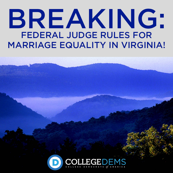 BREAKING: A judge in Virginia has declared that #LoveIsLove! What a week for marriage equality!