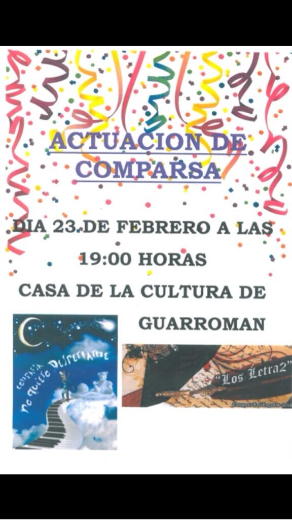 domingo 23 estaremos junto a #losletrados en guarroman a partir d las 19 horas en la casa de la cultura @CLosLagartos