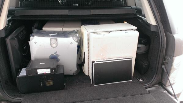 interphaseIT's tweet image. Clearout time, motley bunch of PCs and dead IT stuff for #recycling including a once flagship #AppleG4 tower :-)