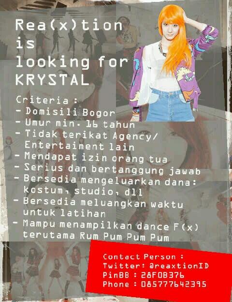 @4MYNUTE [HELP RT] OPEN AUDITION FOR KRYSTAL. Domisili Bogor - minat? Hubungi cp kami^^ kamsha~♥