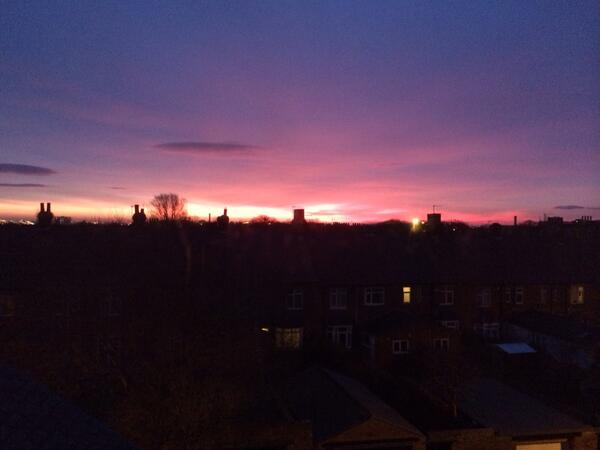 A beautiful sunrise over Newcastle. It must be The Skill Mill Launch day. #anewhorizon
