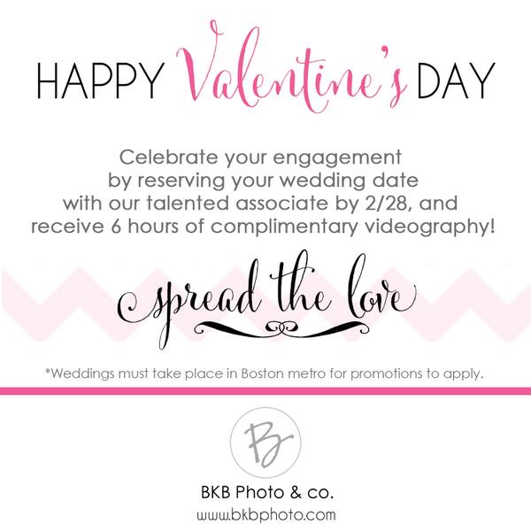 BKBCOBoston's tweet photo. #ValentinesDay #wedding special for #Boston weddings... FREE videography when you book @bkbphoto! http://t.co/oLOGeohsO3