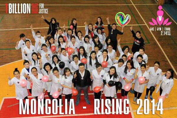 Mongolia RISING for Justice at the Health Sciences University. #Rise4Justice #1billionrising <a href="/VDay/">V-Day</a>