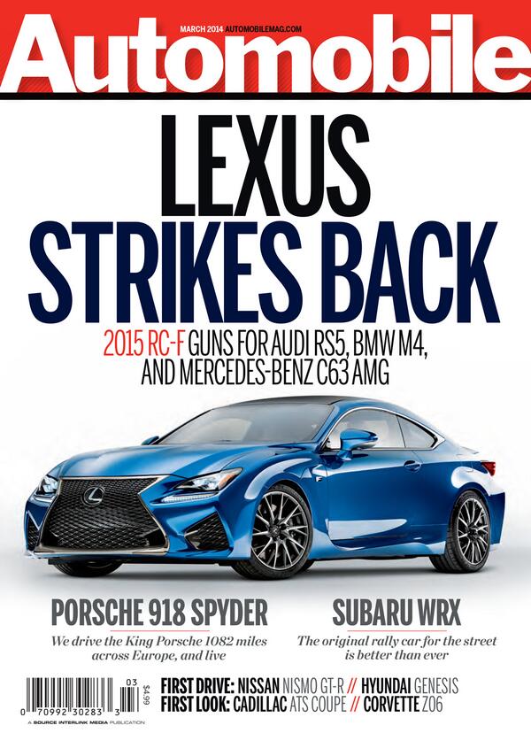 FPIStudios's tweet photo. Check out the latest issue of @automobilemag to see our #photography for the cover story on the new @Lexus RC-F! http://t.co/XeJsbDX8Yl