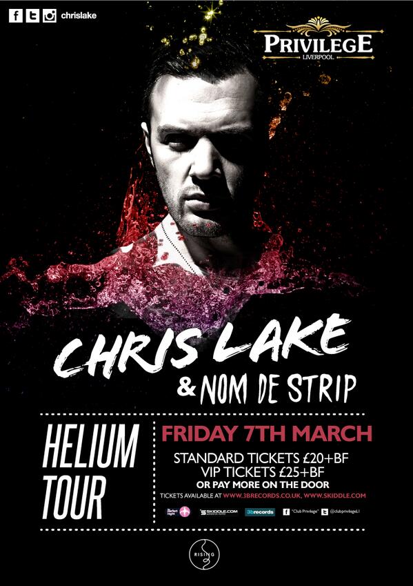 <a href="/chrislake/">Chris Lake</a>  <a href="/NomDeStrip/">Nom De Strip</a> Live  @ClubPrivilegeL1 Fri 7th March Helium Ticket link: skiddle.com/whats-on/Liver… … >>
