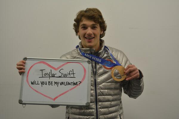 NBCOlympics's tweet image. What Could top a Bronze Medal Win for @NickGoepper? Only if @taylorswift13 would be his Valentine! #OlympicValentine