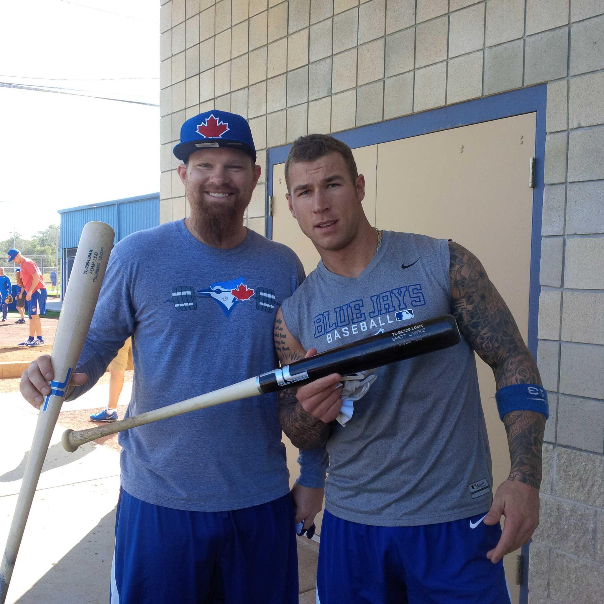 Barry Davis on X: Adam Lind, sporting the long beard, and Brett Lawrie,  stop for a pic after BP. #bluejays  / X