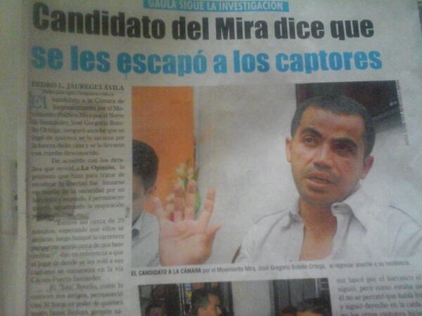 Maupulgarin's tweet photo. Nuevamente @jgbortega con nosotros. Valiente, pudo escapar de sus captores. Adelante amigo. http://t.co/yuX6WltSiw