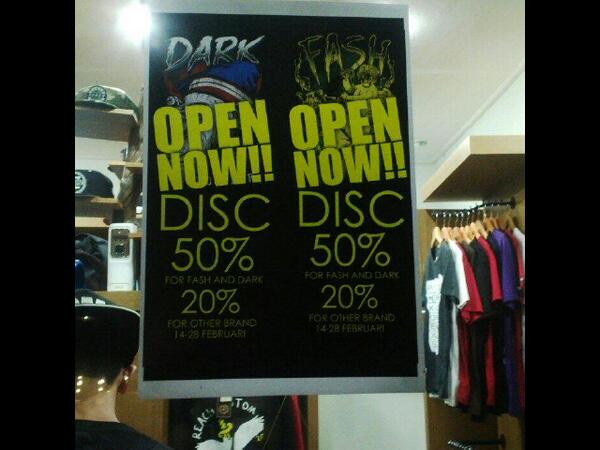Get special disc 20% (other brand) &amp; 50% from FASH x DARK!! 14 ---- 28 februari 2014. Let's cek it.