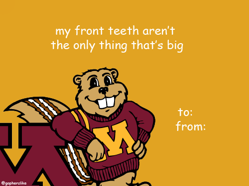 gopherslike's tweet photo. Goldy's Valentine's day card http://t.co/c4j0hXDyxx