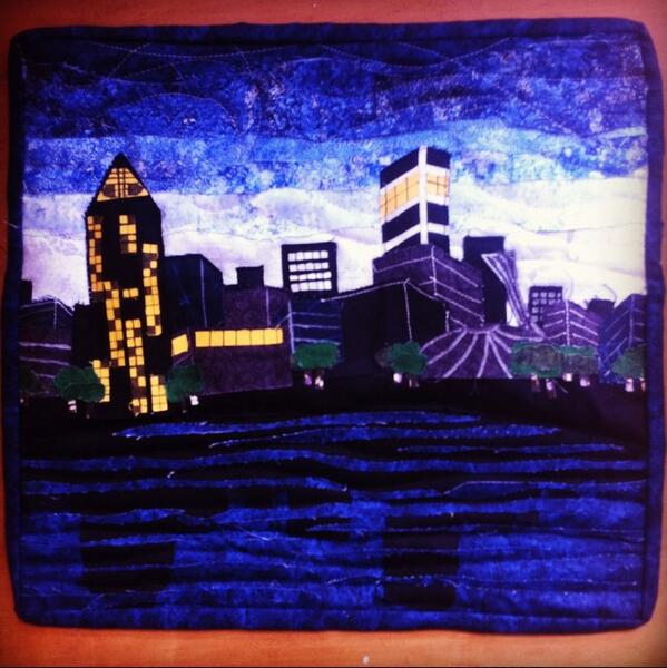 My first ever quilted landscape! #landscapequilt #quilt #Montreal #boutiquetara