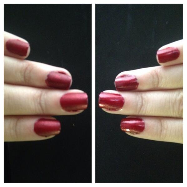 ChelseasNails's tweet photo. Valentine's nails! I put a matte top coat over them last night, but wasn't digging it this morning &amp; put on the shine http://t.co/3rHqIwc46f