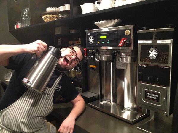 We're now pouring <a href="/MogianaCoffee/">Mogiana Coffee</a> and <a href="/ChefWhittaker/">Chef Chris Whittaker</a> is pretty stoked about it. Here's the proof: