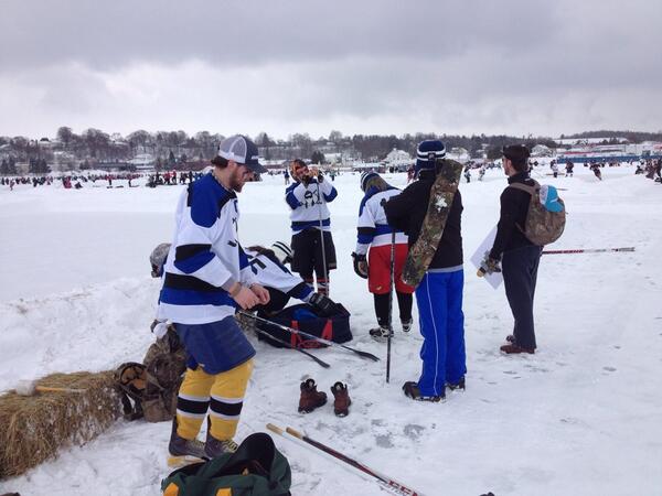 MikeBardowno's tweet photo. The @FightingMullets are gearing up for their third St. Ignace pond hockey tournament #fightingmullets #stickwax http://t.co/a4LCA9eB0U
