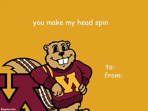 gopherslike's tweet photo. Goldy's other Valentine's day card http://t.co/3jshVevY2c