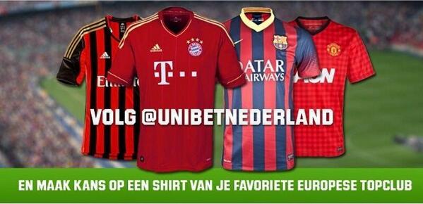 FCVideoNED's tweet photo. Retweet en volg @unibetnederland en maak kans op een  shirt van je favoriete Europese topclub! http://t.co/0aeTOiZUb6