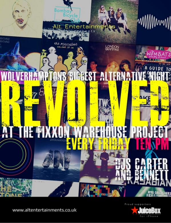 JuiceBoxApp's tweet photo. We love good music, that's why we are proudly supporting the Midlands biggest alternative night: @Revolvedclub! http://t.co/L4Kl1eput6